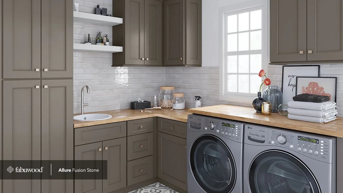 Fabuwood Fusion Stone gray kitchen — Symco Kitchens NJ