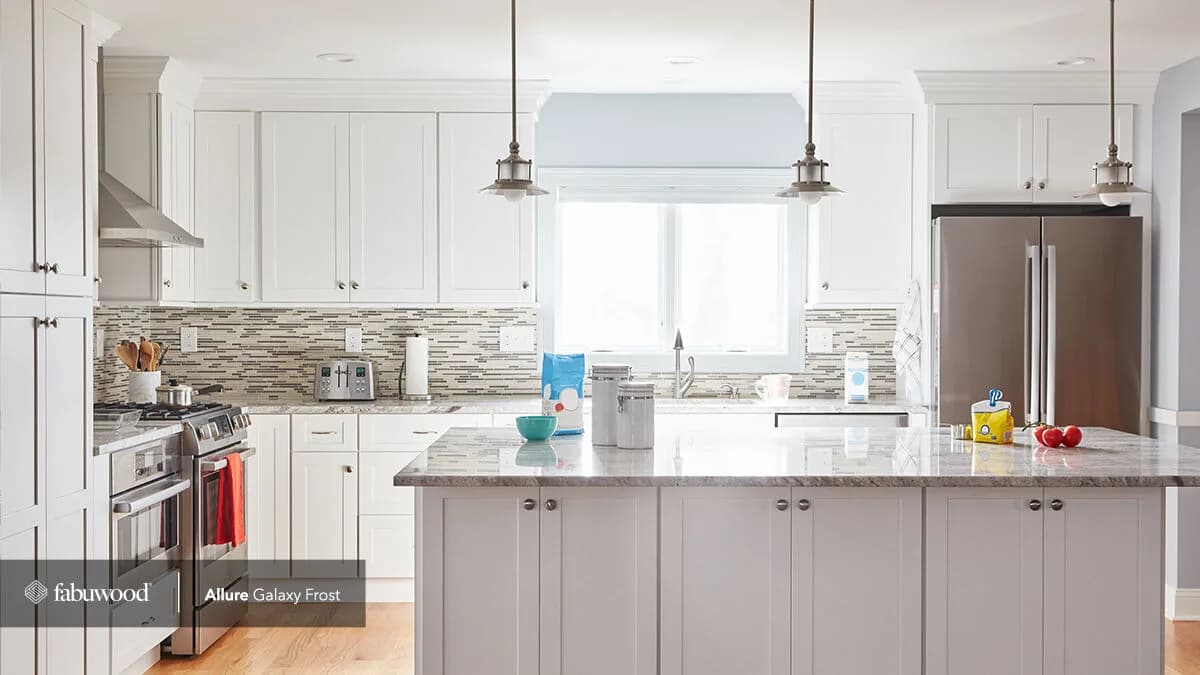Fabuwood Galaxy Frost white kitchen — Symco Kitchens NJ