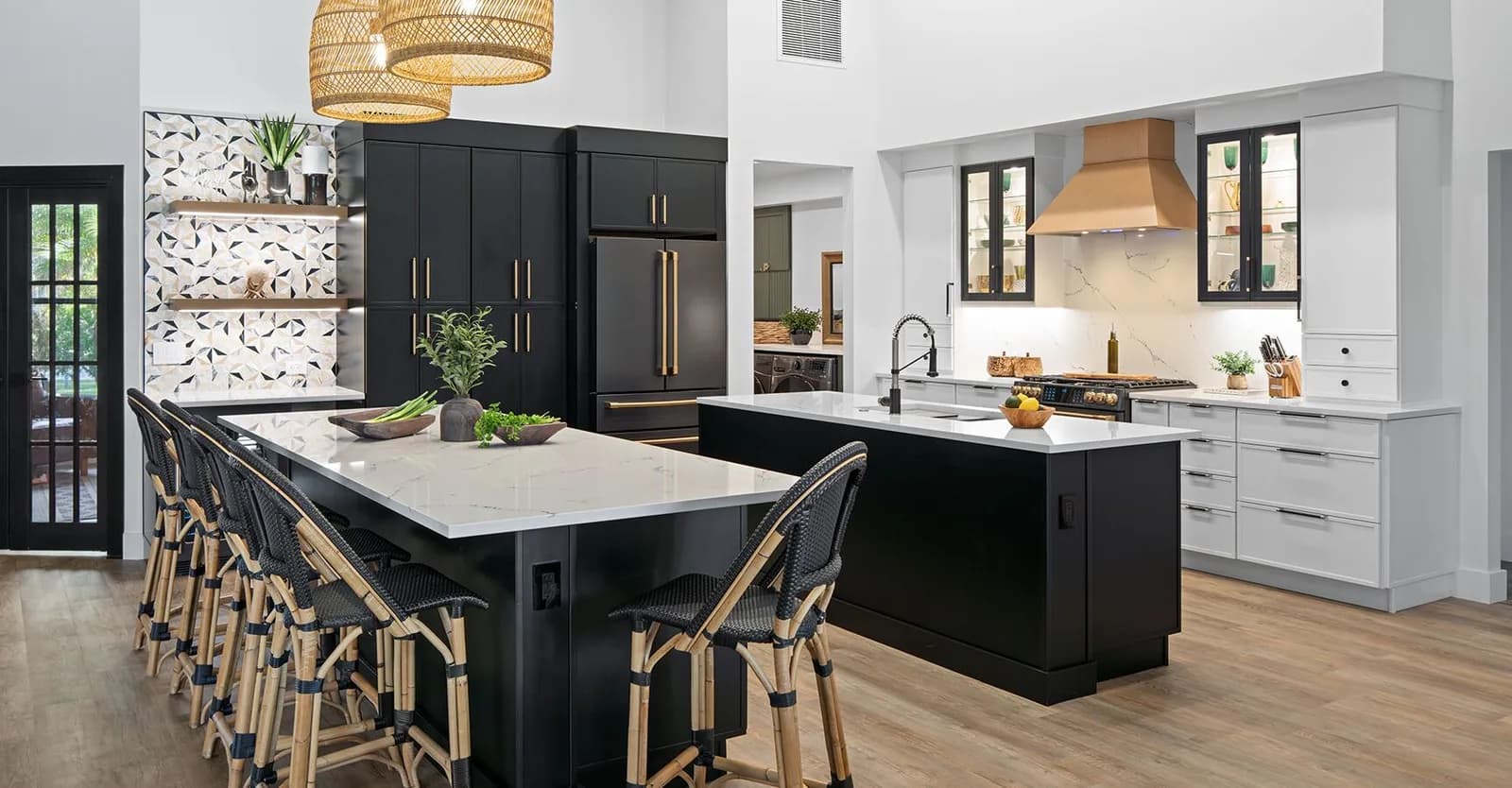 Fabuwood Luna Dove with Pitch Black island — Symco Kitchens NJ