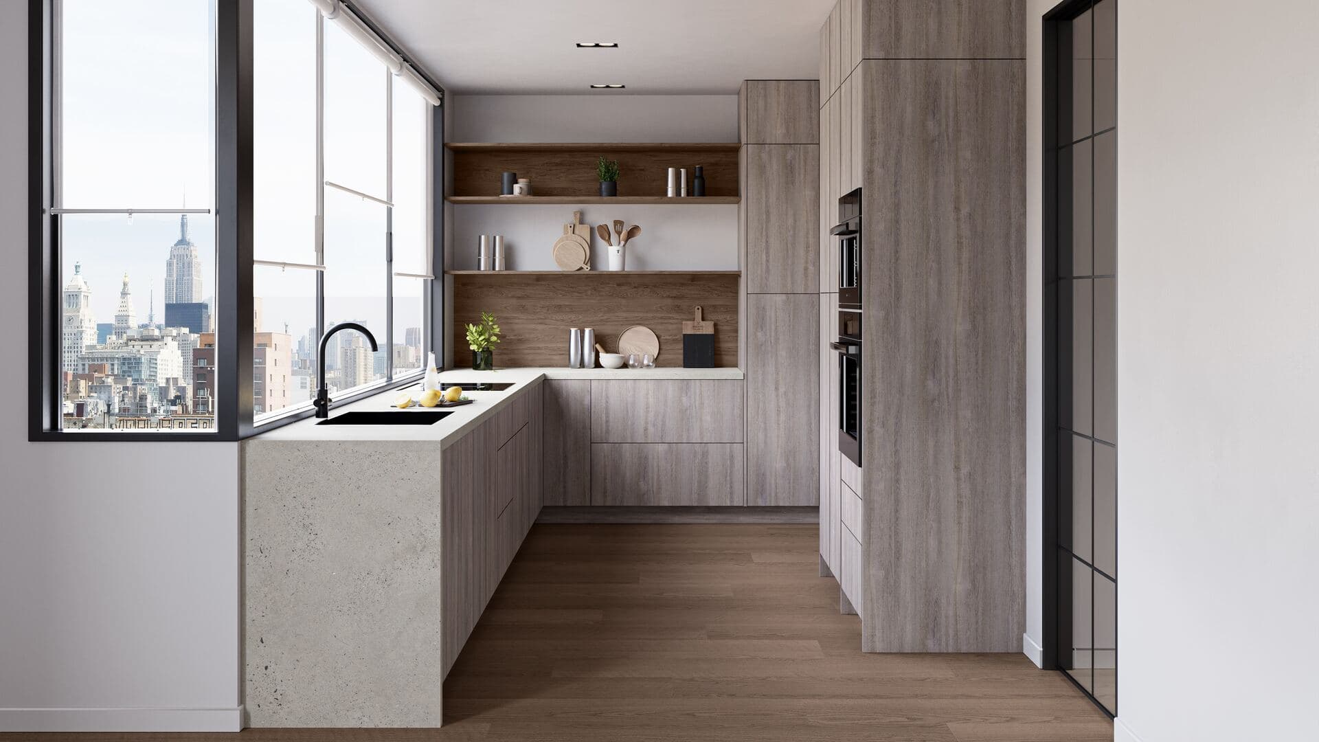 Fabuwood Illume Catalina Clubhouse Oak and Hickory Rock two-tone kitchen