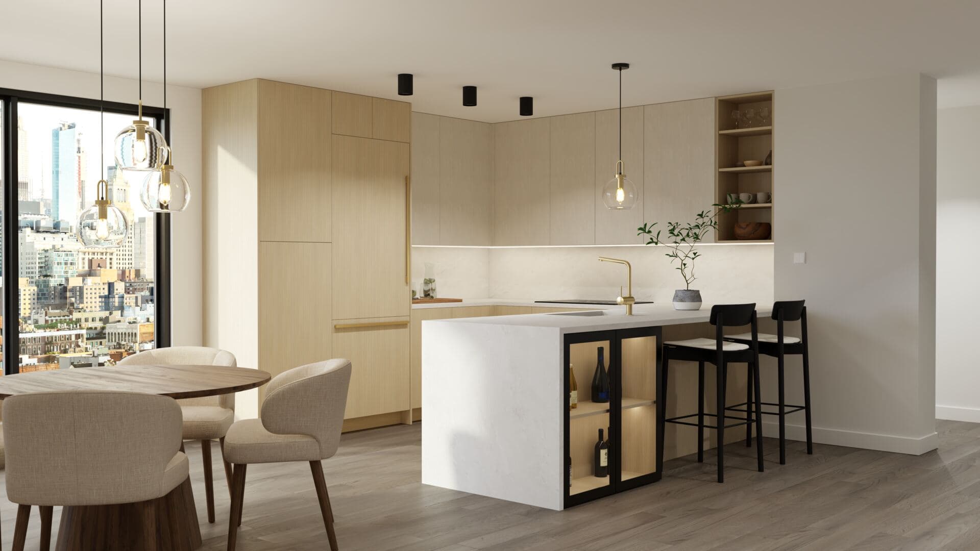 Fabuwood Illume Catalina Ferrara Oak and Silk Flow modern kitchen