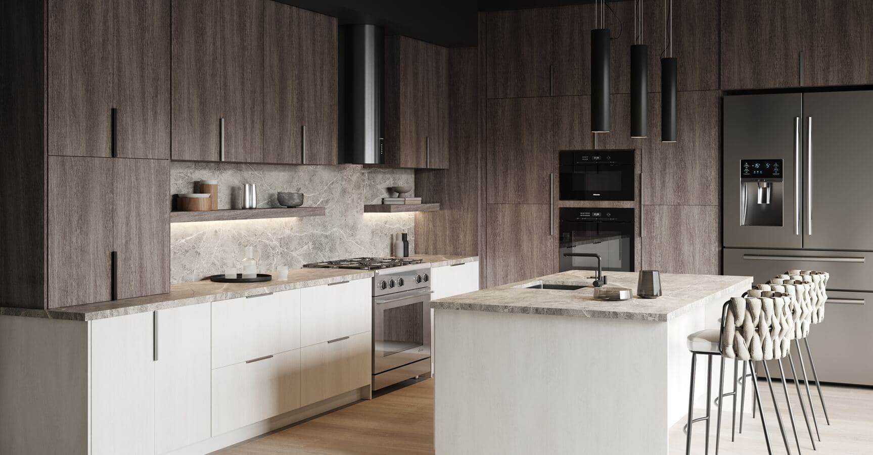 Fabuwood Illume Catalina Muratti two-tone grey oak kitchen