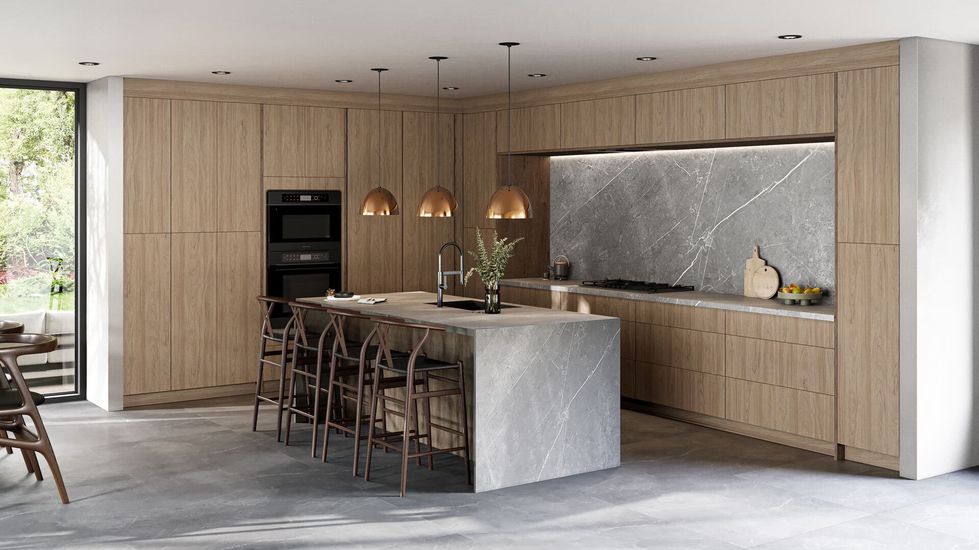 Fabuwood Illume Catalina Natural Elm and Hickory Rock two-tone kitchen