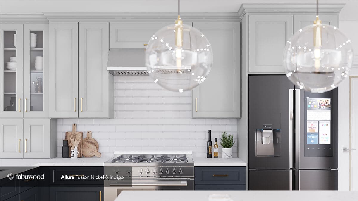 Fabuwood Allure Fusion Nickel and Indigo two-tone kitchen