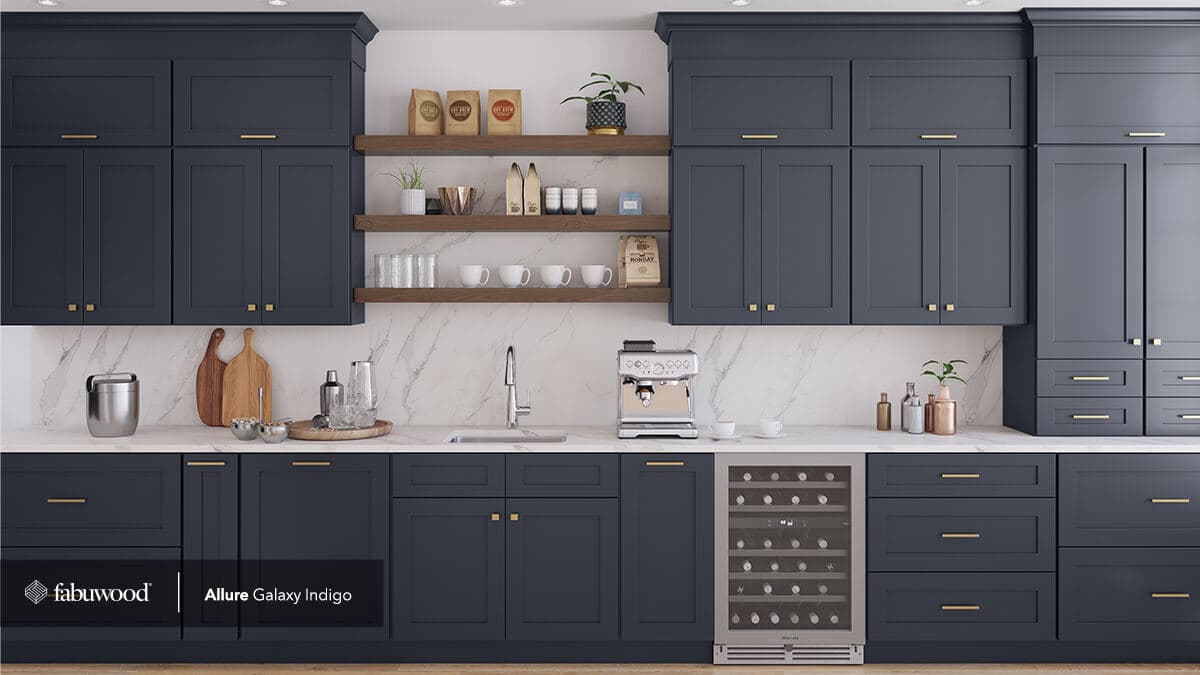 Fabuwood Allure Galaxy Indigo deep blue shaker kitchen