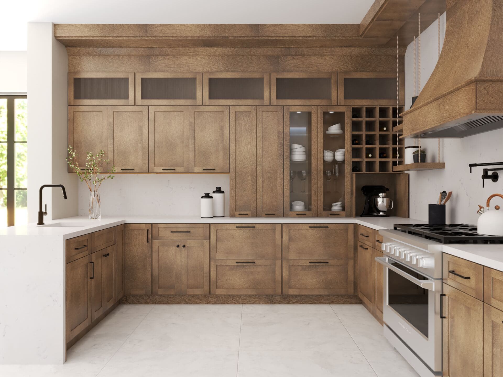 Fabuwood Allure Galaxy Mocha warm oak shaker kitchen